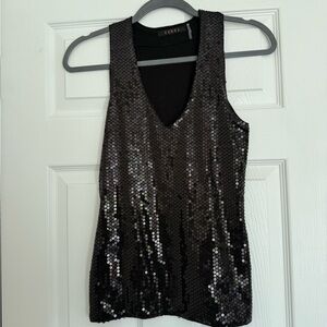 Cyrus Black Sequin Sleeveless Tank Top